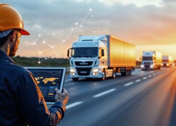 Logistics professional overseeing trucking fleet